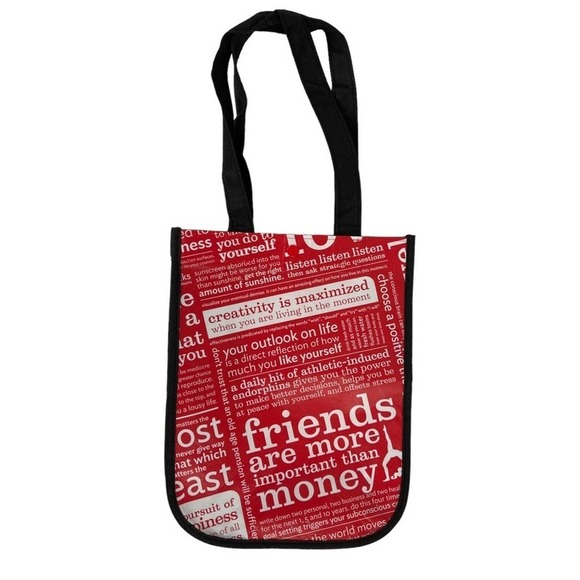 Lululemon Friends are More Important Than Money Shopping Tote Bag Red Black - Picture 1 of 16